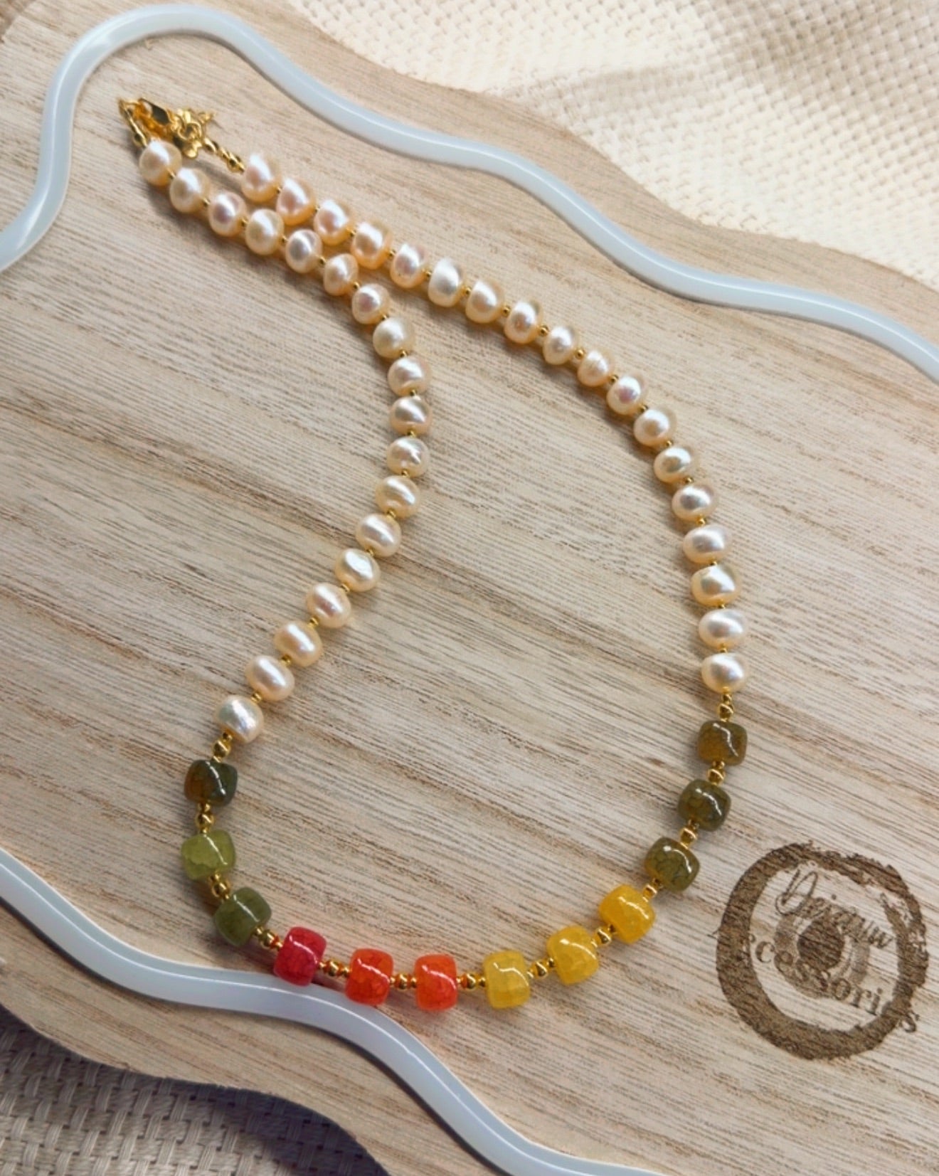 ๐ Rainbow Tourmaline & Freshwater Pearl Necklace