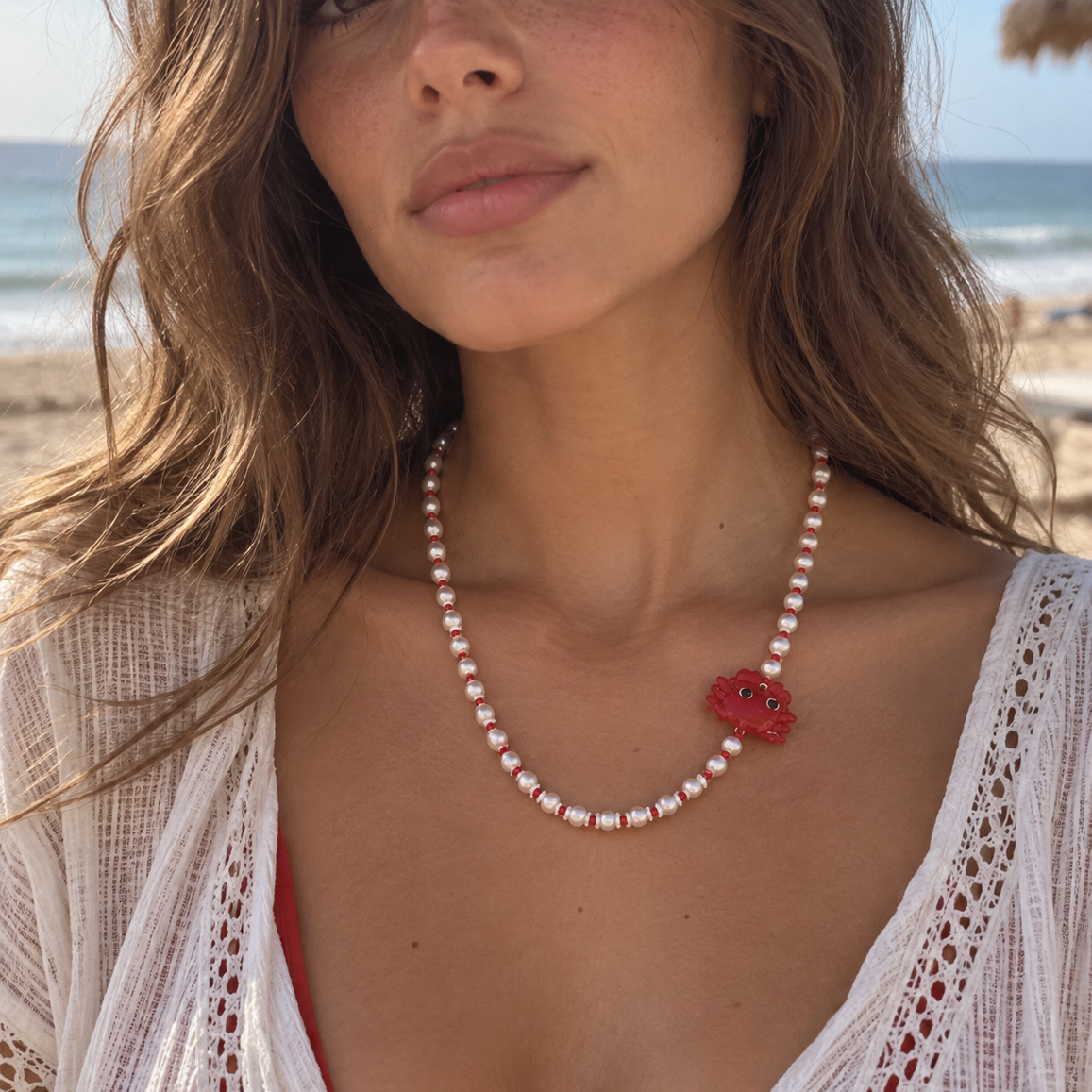 Coastal Crab Pearl Necklace