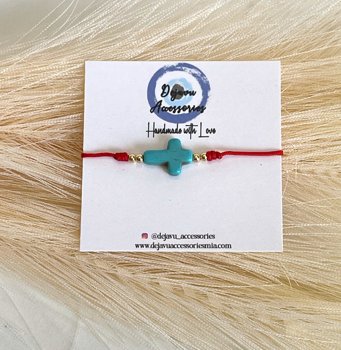 TURQUOISE CROSS KABBALAH BRACELET