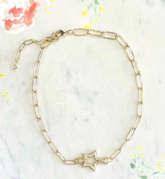 STAR PAPERCLIP LINK NECKLACE