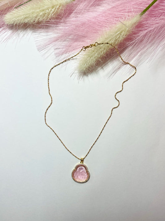 ROSE QUARTZ BUDDHA NECKALCE