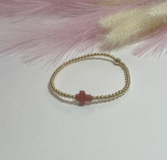 CORAL CROSS BRACELET