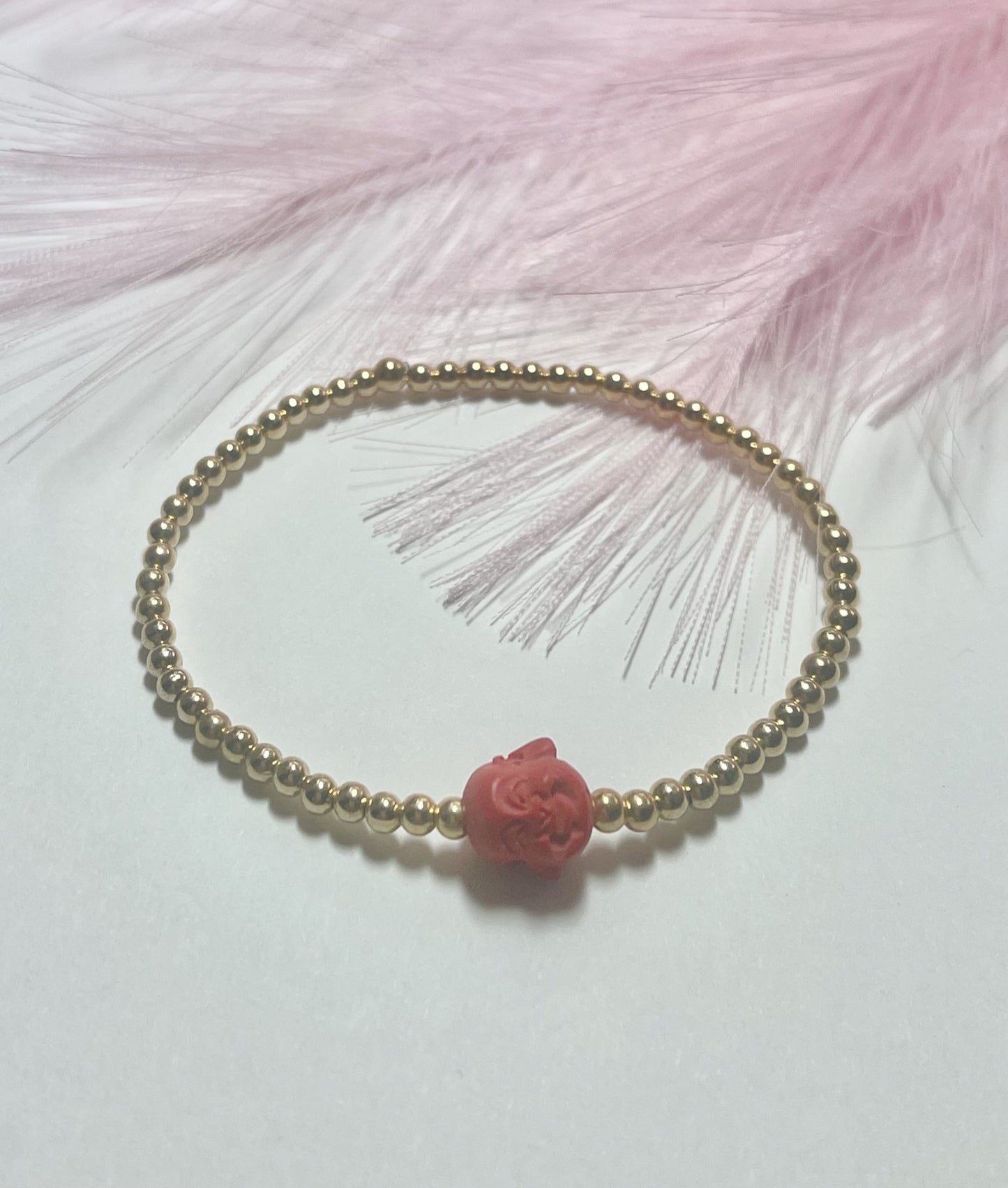CORAL BUDDHA BRACELET